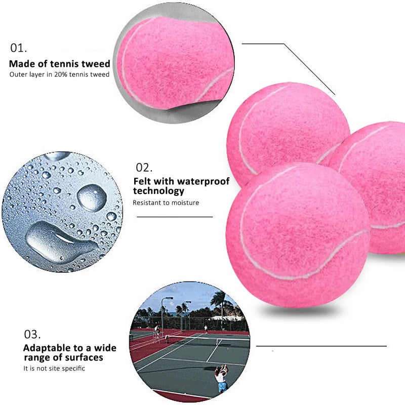 URBEST Tennis Balls, 12 Packs Training Tennis Balls Practice Balls for Novice Player, Pet Dog Playing Balls with Mesh Carry Bag (Pink) - Image 3
